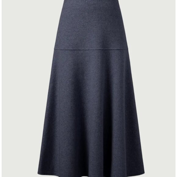 OGL Cashsoft Wool Like Flared Maxi Skirt Sz Large Womens Navy Blue - Picture 1 of 16